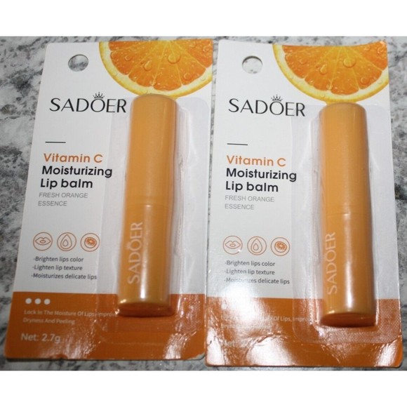 2 Packages Sadoer Vitamin C Moisturizing Lip Balm Fresh Orange Essence NIP - Picture 3 of 3